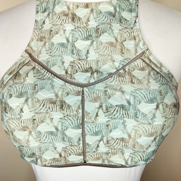 prAna Swim Top Azra Seaside Safari Zebra High Neck - Picture 3 of 11